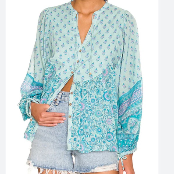 SPELL X REVOLVE Utopia Blouse in pacific, medium - Picture 1 of 13
